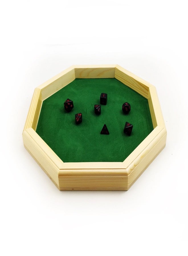 BESCON Heavy Duty 12 Inch Octagonal Wooden Dice Tray with Felt Lined Rolling Surface - Image 2